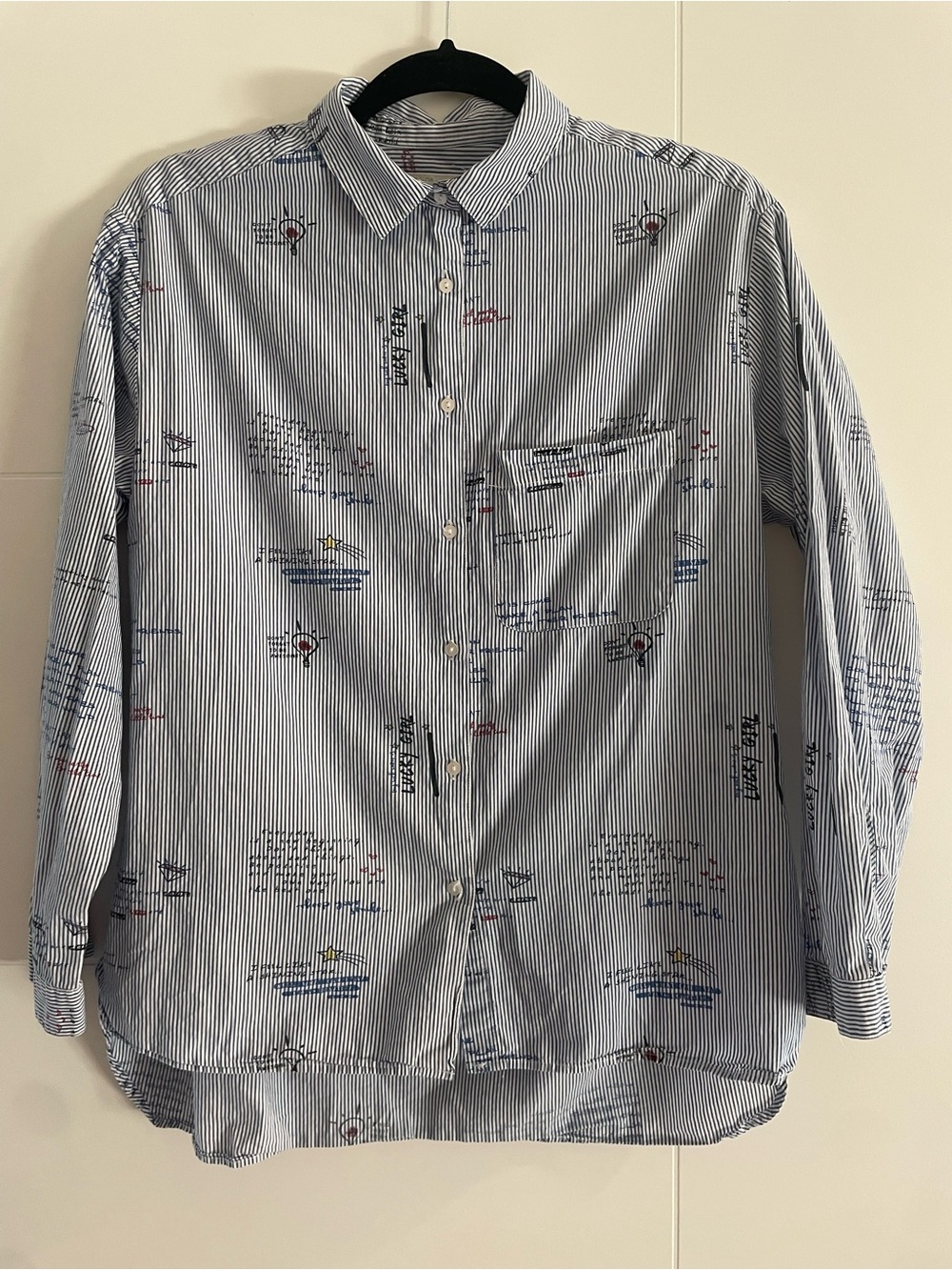 Zara’s Girls Light Blue Striped Button-Up Shirt